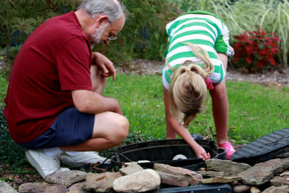 The laborious task of pond cleaning